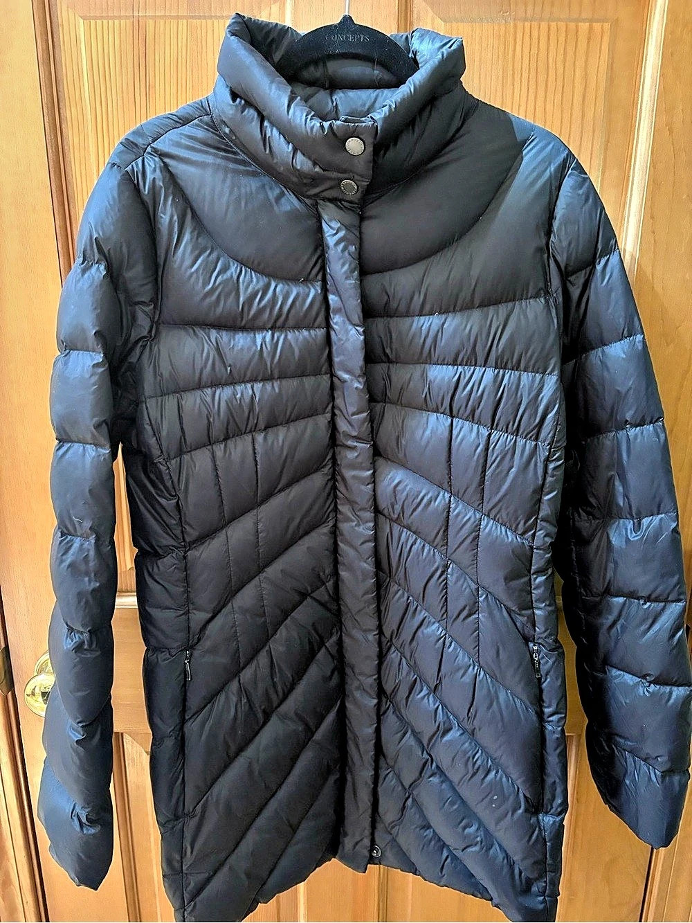 Lands' End Womens Wanderweight Chevron Down Jacket Black Small